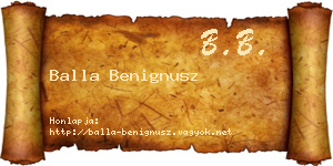 Balla Benignusz névjegykártya